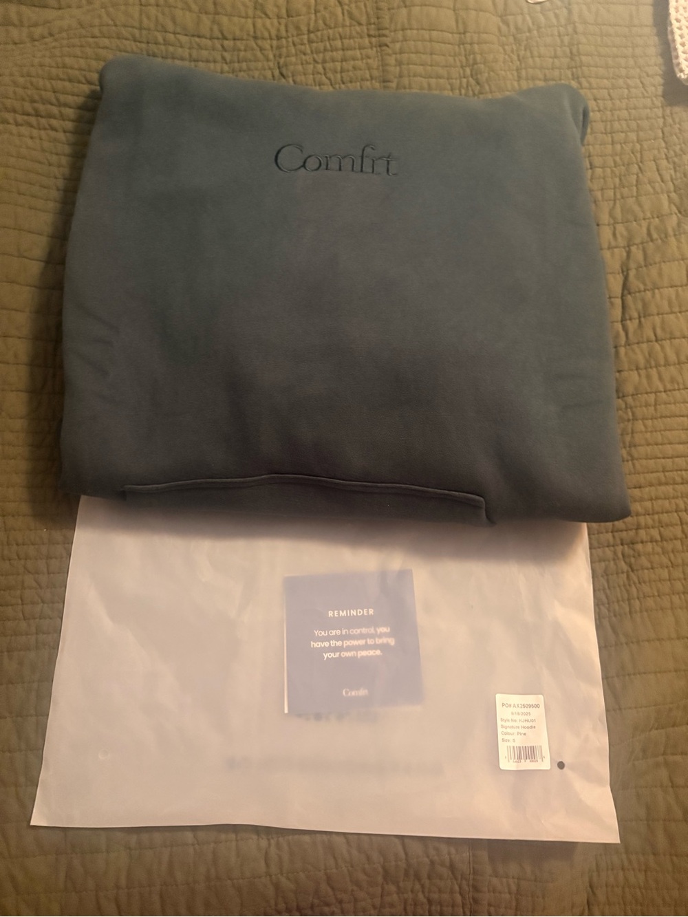 COMFRT Signature Hoodie Color Pine Size Small